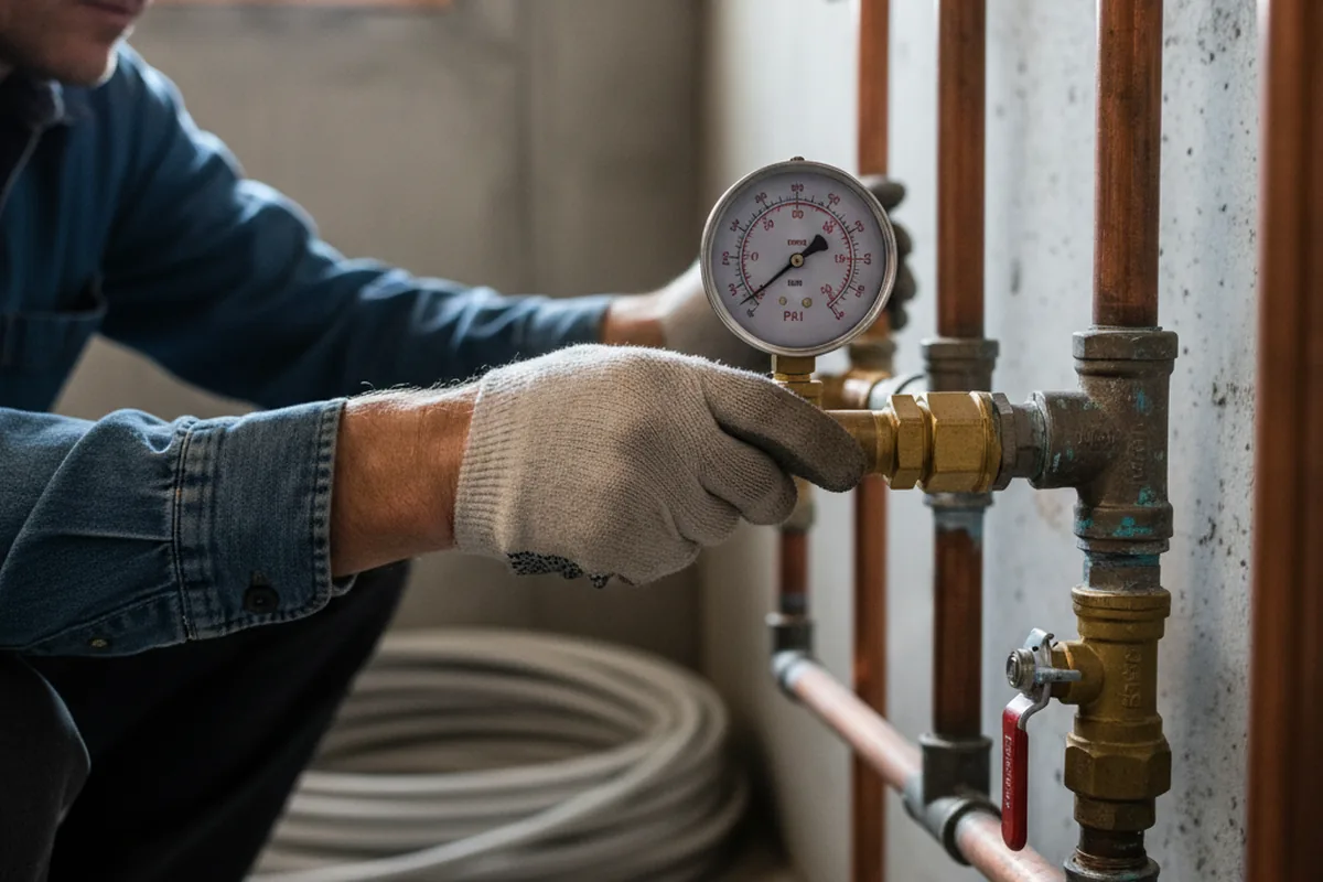Pressure testing a repaired line during Water Line Repair in Nokesville